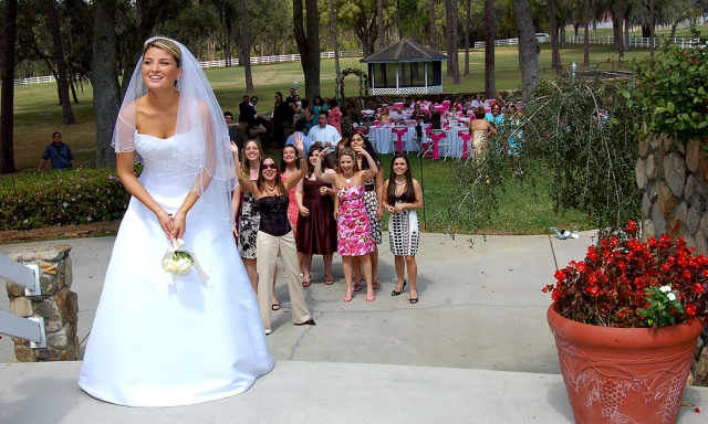 Wedding Guests Eager To Catch The Bouquet